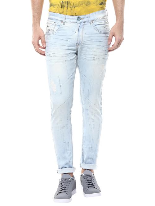light blue cotton ripped jeans - 14626014 - Very Small Image - 1