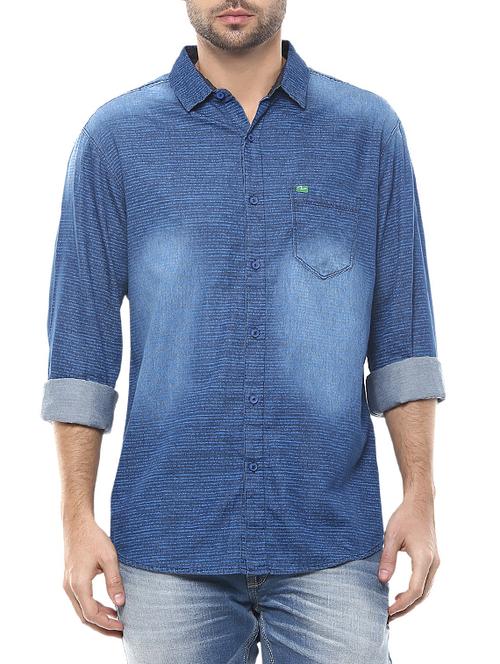 blue cotton casual shirt - 14626034 - Very Small Image - 1