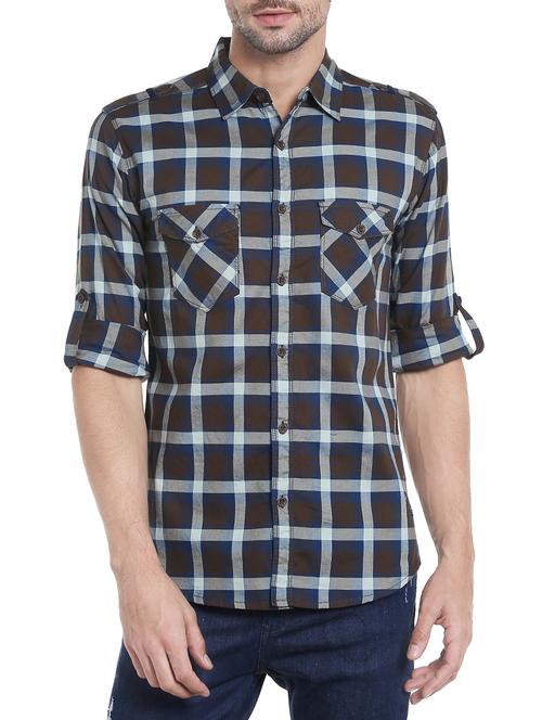 brown cotton casual shirt - 14626039 - Very Small Image - 1