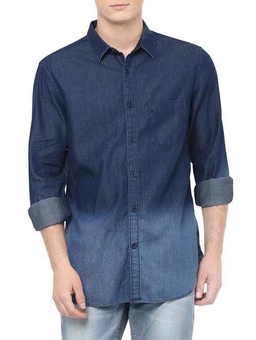 blue cotton casual shirt - 14626045 - Very Small Image - 1