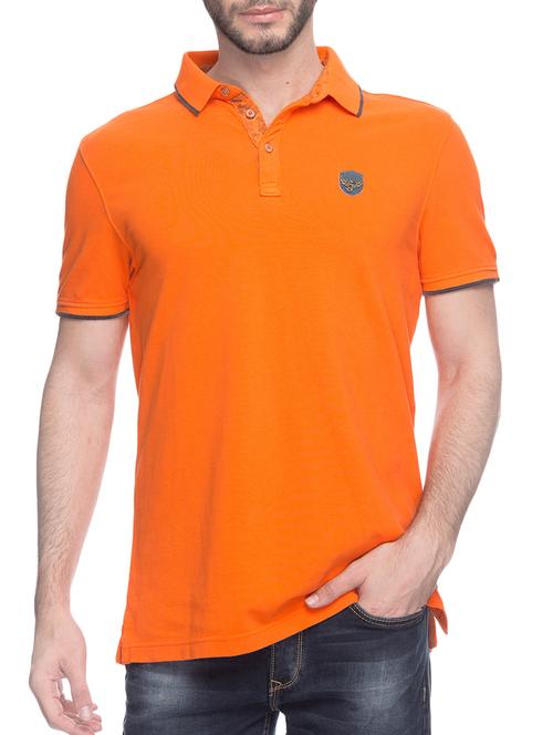 orange cotton collared t-shirt - 14626081 - Very Small Image - 1
