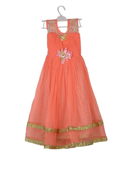 orange net frock - 14626681 - Very Small Image - 1
