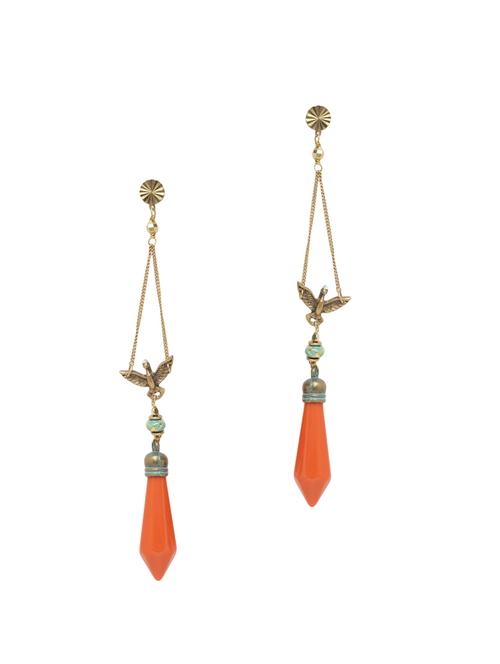 gold brass drop earrings - 14627346 - Very Small Image - 1