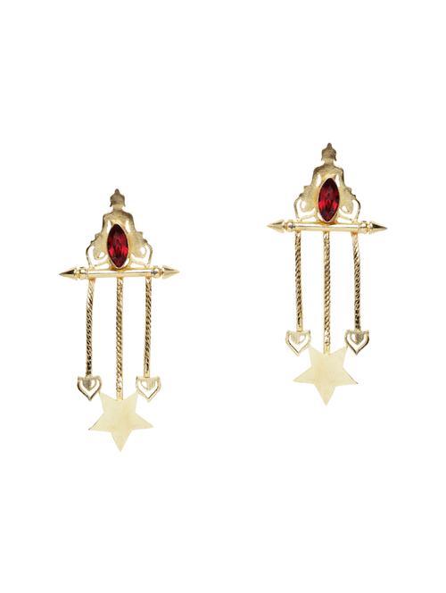 gold brass drop earrings - 14628661 - Very Small Image - 1