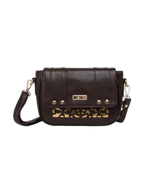 brown leatherette regular sling bag - 14631239 - Very Small Image - 1