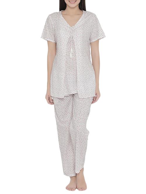 white printed pyjama nightwear set - 14631436 - Very Small Image - 1