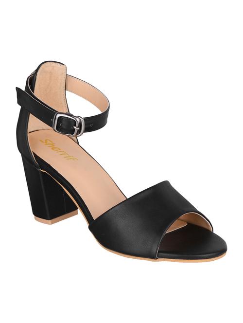 black faux leather ankle strap sandals - 14631788 - Very Small Image - 1