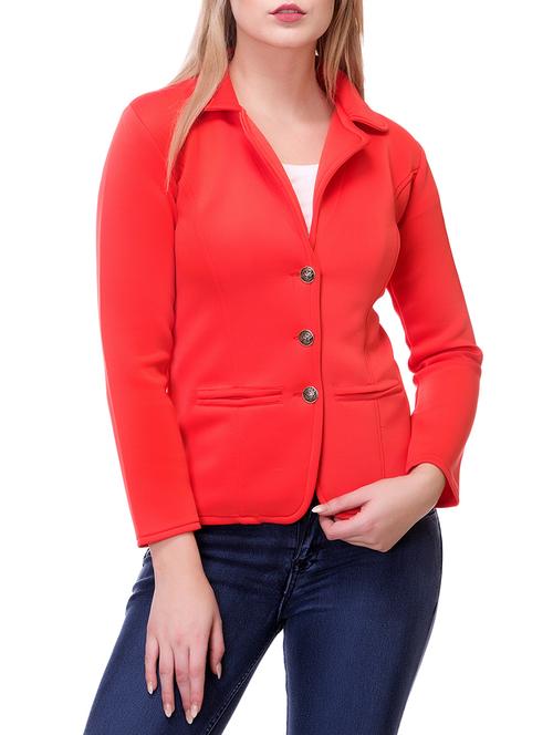 red woolen casual blazer - 14632892 - Very Small Image - 1