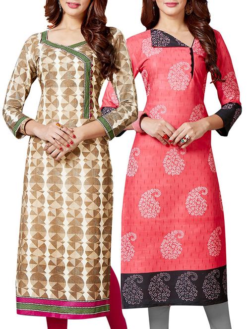 multicolored cotton combos unstitched kurta - 14632904 - Very Small Image - 1