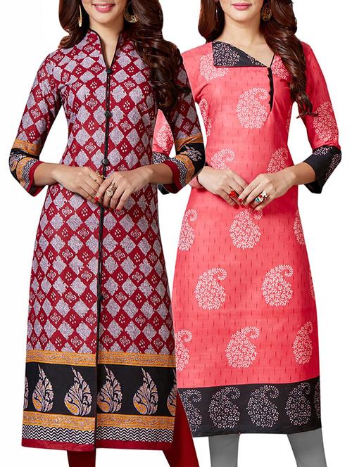 multicolored cotton combos unstitched kurta - 14632905 - Very Small Image - 1