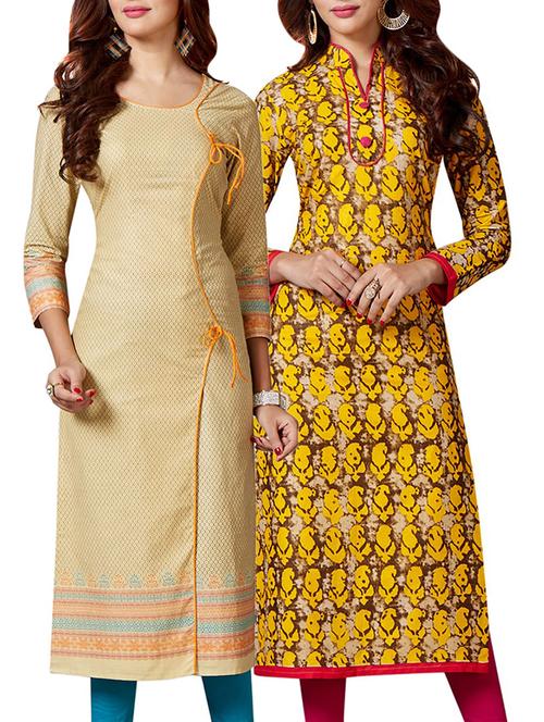 multicolored cotton combos unstitched kurta - 14632924 - Very Small Image - 1