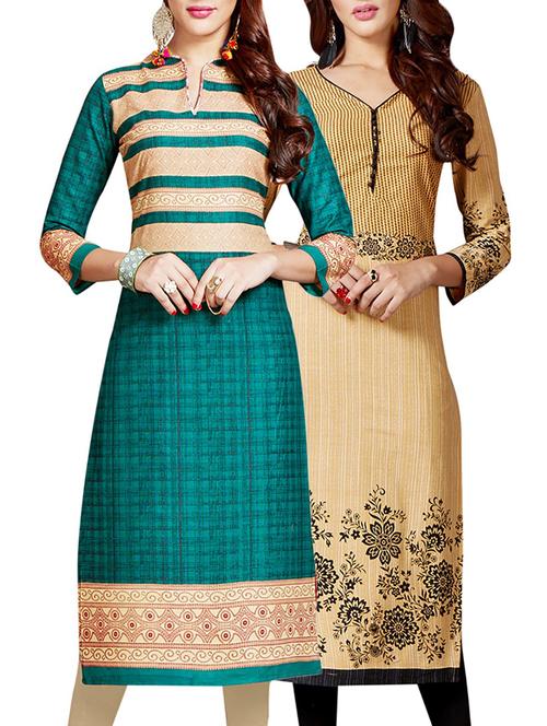 multicolored cotton combos unstitched kurta - 14633017 - Very Small Image - 1