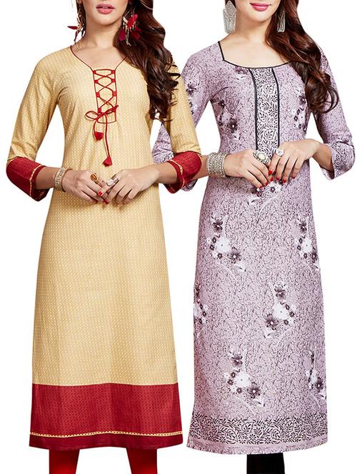 multi colored cotton combo kurta - 14633044 - Very Small Image - 1
