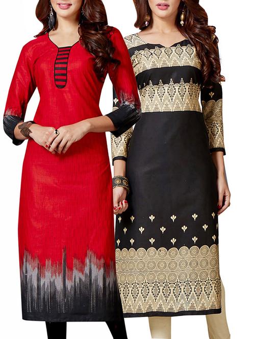 multi colored cotton combo kurta - 14633085 - Very Small Image - 1