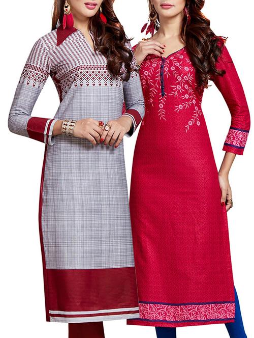 multi colored cotton combo kurta - 14633118 - Very Small Image - 1