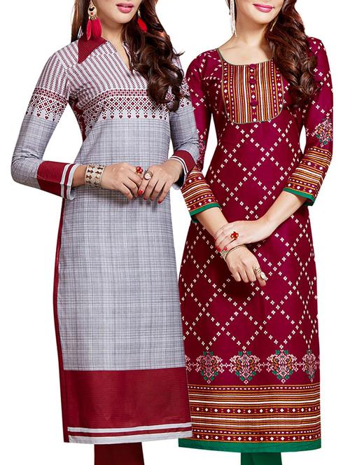 multi colored cotton combo kurta - 14633122 - Very Small Image - 1
