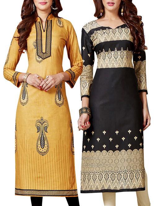 multi colored cotton combo kurta - 14633151 - Very Small Image - 1
