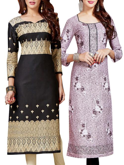 multi colored cotton combo kurta - 14633154 - Very Small Image - 1