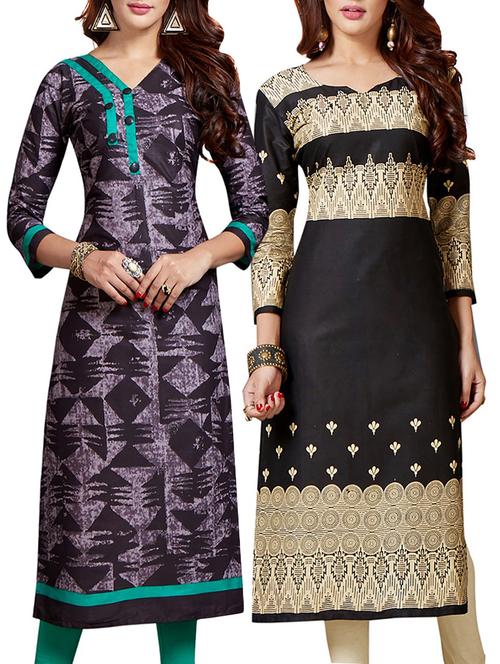 multi colored cotton combo kurta - 14633156 - Very Small Image - 1