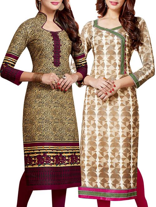 multi colored cotton combo kurta - 14633176 - Very Small Image - 1