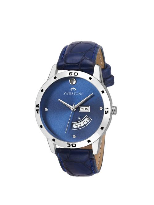 swisstone wt065dd-blu day date display blue strap wrist watch for men - 14633407 - Very Small Image - 1