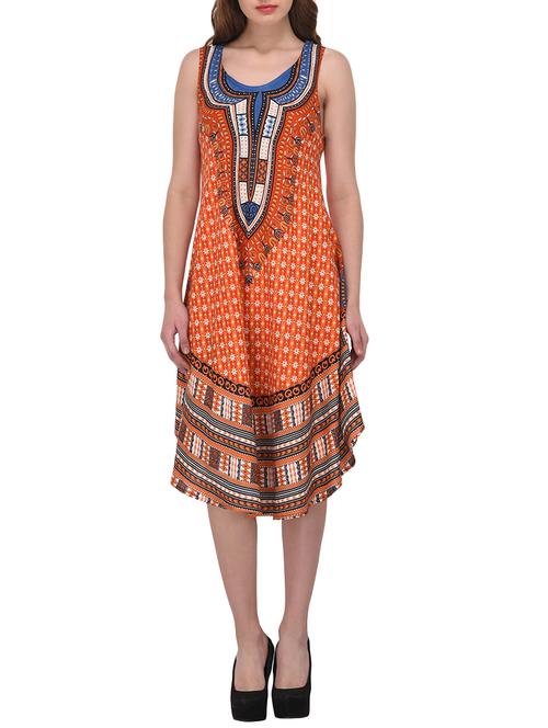 orange rayon fusion kurta - 14633752 - Very Small Image - 1