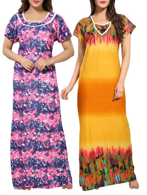 set of 2 multi colored sleepwear gown - 14633789 - Very Small Image - 1