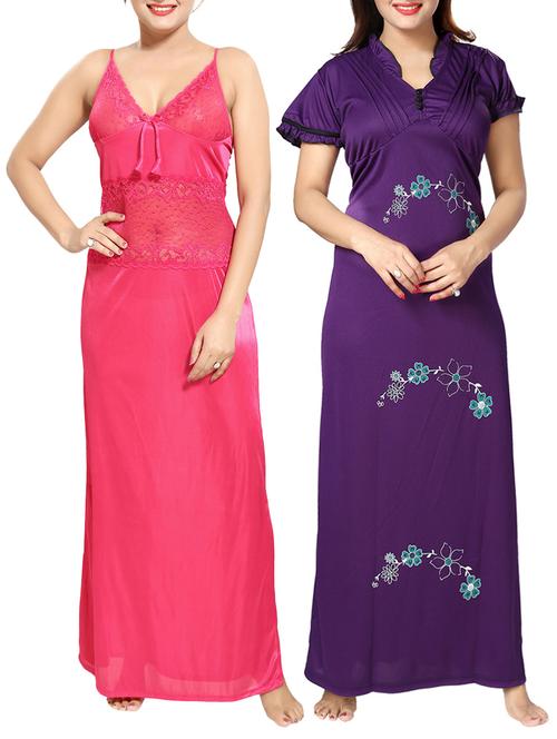 set of 2 multi colored sleepwear gown - 14633791 - Very Small Image - 1