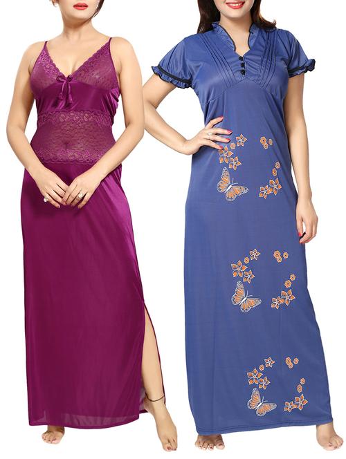 set of 2 multi colored sleepwear gown - 14633794 - Very Small Image - 1