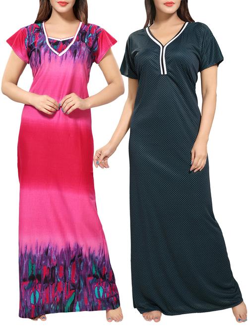 set of 2 multi colored sleepwear gown - 14633800 - Very Small Image - 1