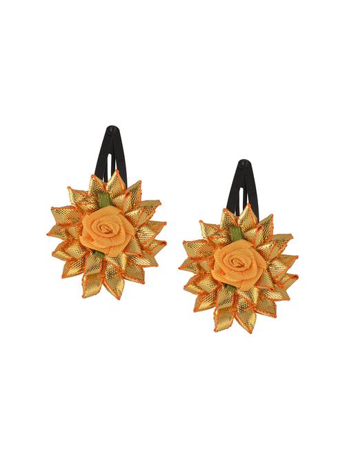 crayonflakes kids girls golden floral tic tac/hair pin/hair clip set of 2 - 14635645 - Very Small Image - 1