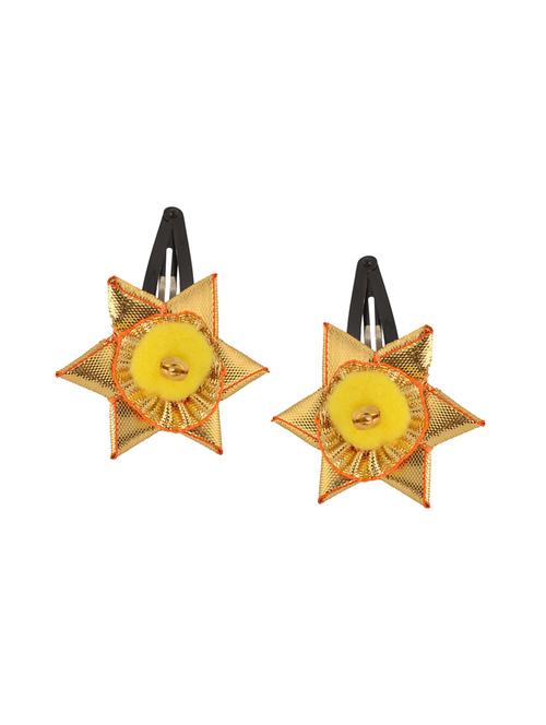 crayonflakes kids girls golden floral tic tac/hair pin/hair clip set of 2 - 14635647 - Very Small Image - 1