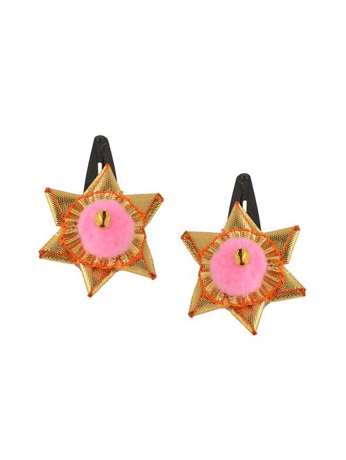 crayonflakes kids girls golden floral tic tac/hair pin/hair clip set of 2 - 14635648 - Very Small Image - 1
