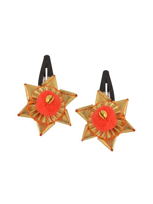 crayonflakes kids girls golden floral tic tac/hair pin/hair clip set of 2 - 14635649 - Very Small Image - 1