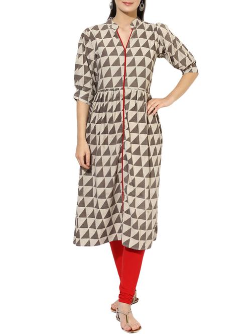 flared geometrical kurta - 14636410 - Very Small Image - 1