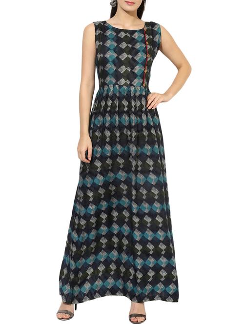 blue rayon fusion kurta - 14636426 - Very Small Image - 1