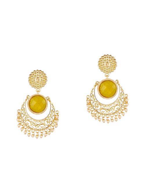 yellow gold metal chandballi earrings - 14636484 - Very Small Image - 1
