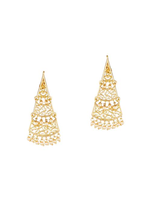 gold metal drop earrings - 14636487 - Very Small Image - 1