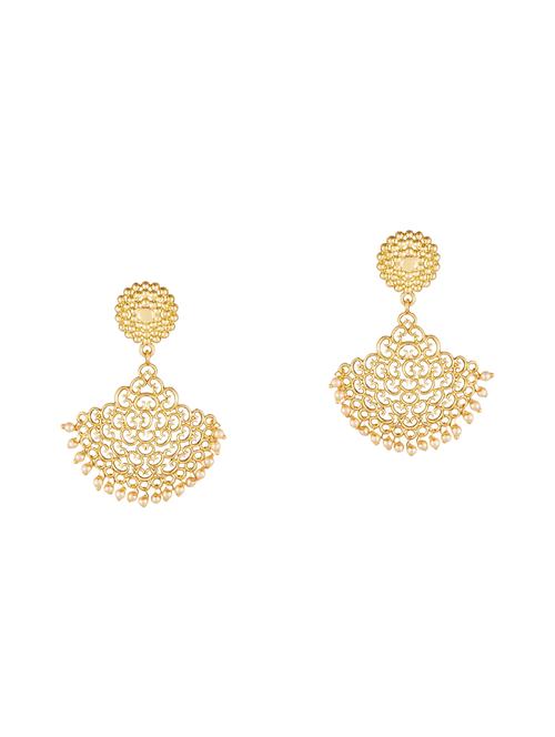 gold metal drop earrings - 14636491 - Very Small Image - 1