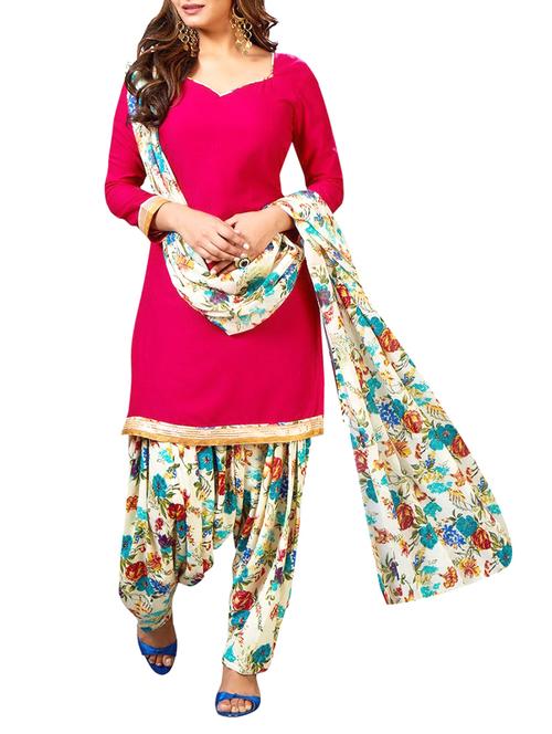 pink patiyala suit unstitched suit - 14637612 - Very Small Image - 1