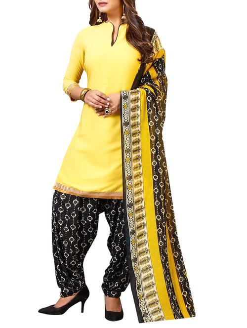 yellow patiyala suit unstitched suit - 14637616 - Very Small Image - 1
