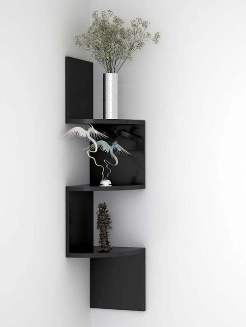 zigzag corner wall mount shelf black set of - 3 shelves - 14637866 - Very Small Image - 1