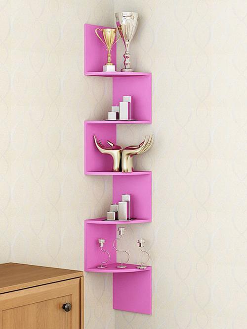 zig zag corner wall mount shelf light pink set of - 5 shelves - 14637875 - Very Small Image - 1