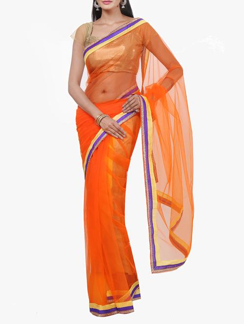 orange bordered saree with blouse - 14638255 - Very Small Image - 1