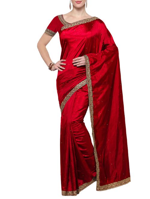 red silk bordered saree with blouse - 14638551 - Very Small Image - 1