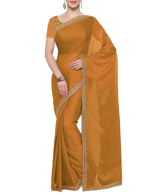 mustard color saree with blouse - 14638559 - Very Small Image - 1