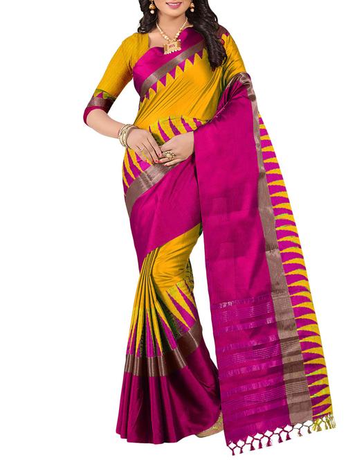 mustard cotton silk maheshwari saree with blouse - 14638573 - Very Small Image - 1