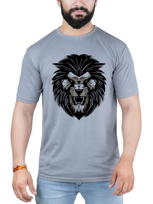 grey cotton chest print t-shirt - 14638672 - Very Small Image - 1