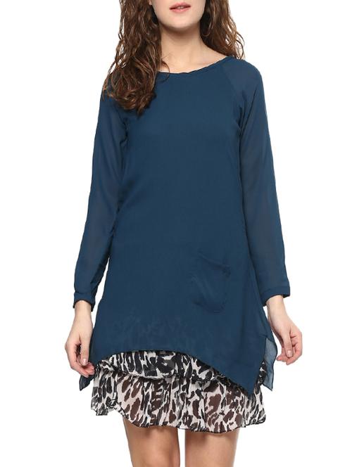blue solid layered dress - 14638928 - Very Small Image - 1