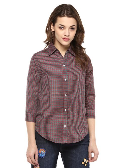 red & grey checkered shirt - 14638959 - Very Small Image - 1